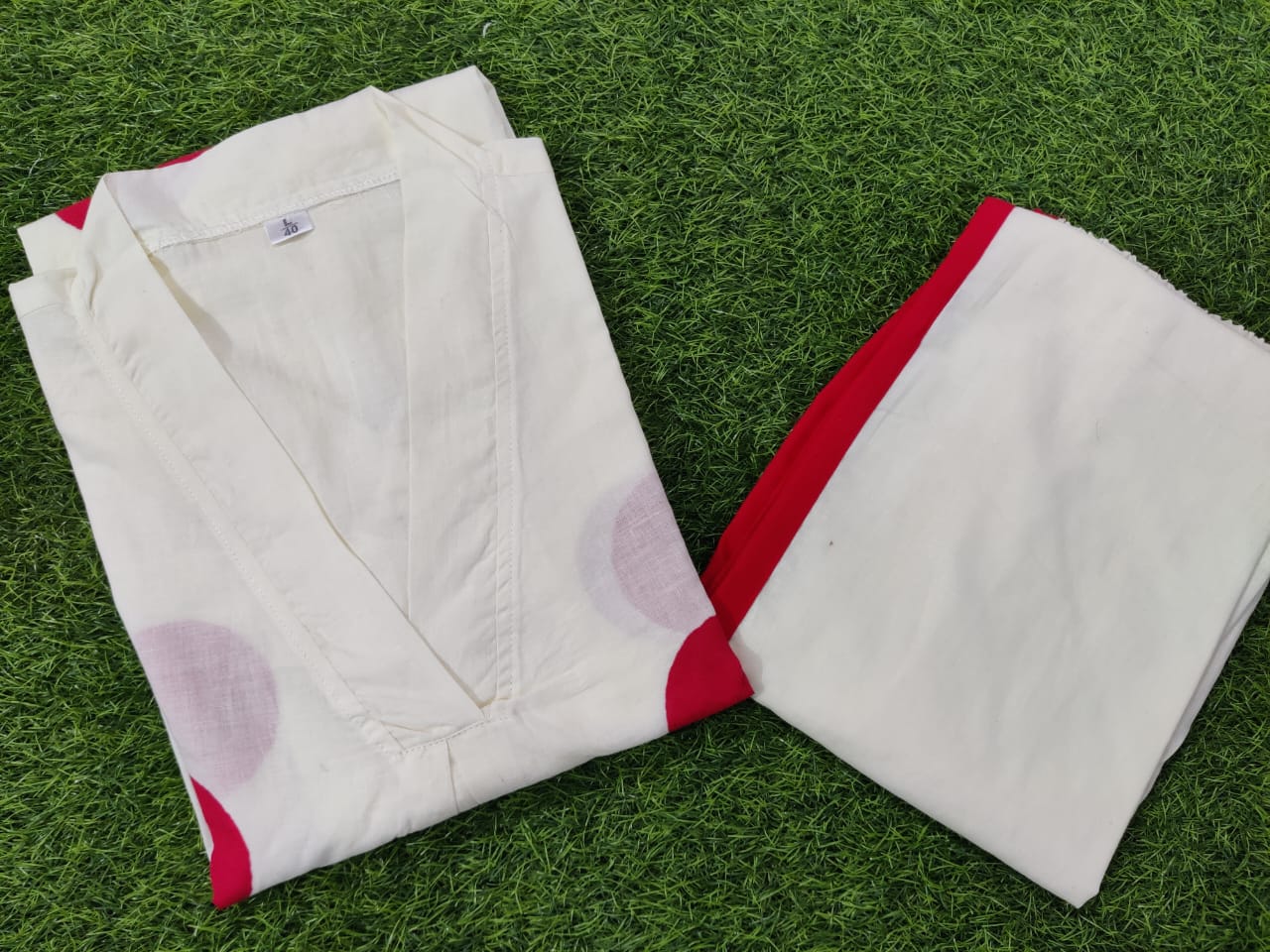 Hand-Block Printed Beige Cotton Co-ord Set