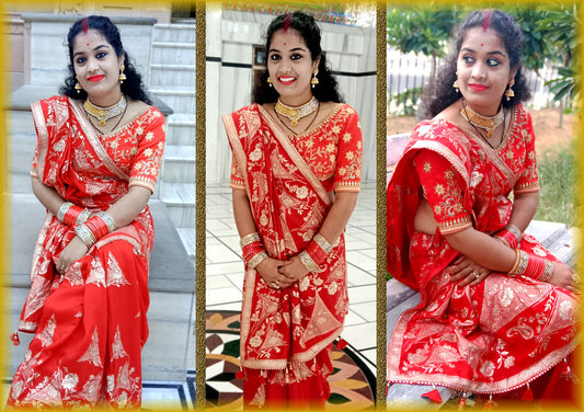 Munga Silk Zari Woven Saree with Contrasting Blouse