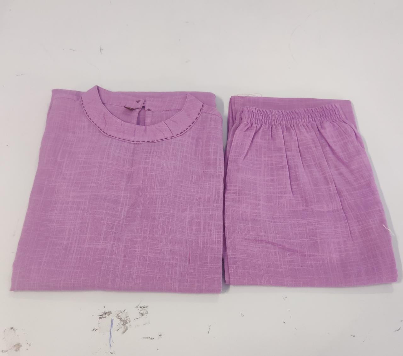 Sleeveless Cotton Work Kurti with Palazzo Set