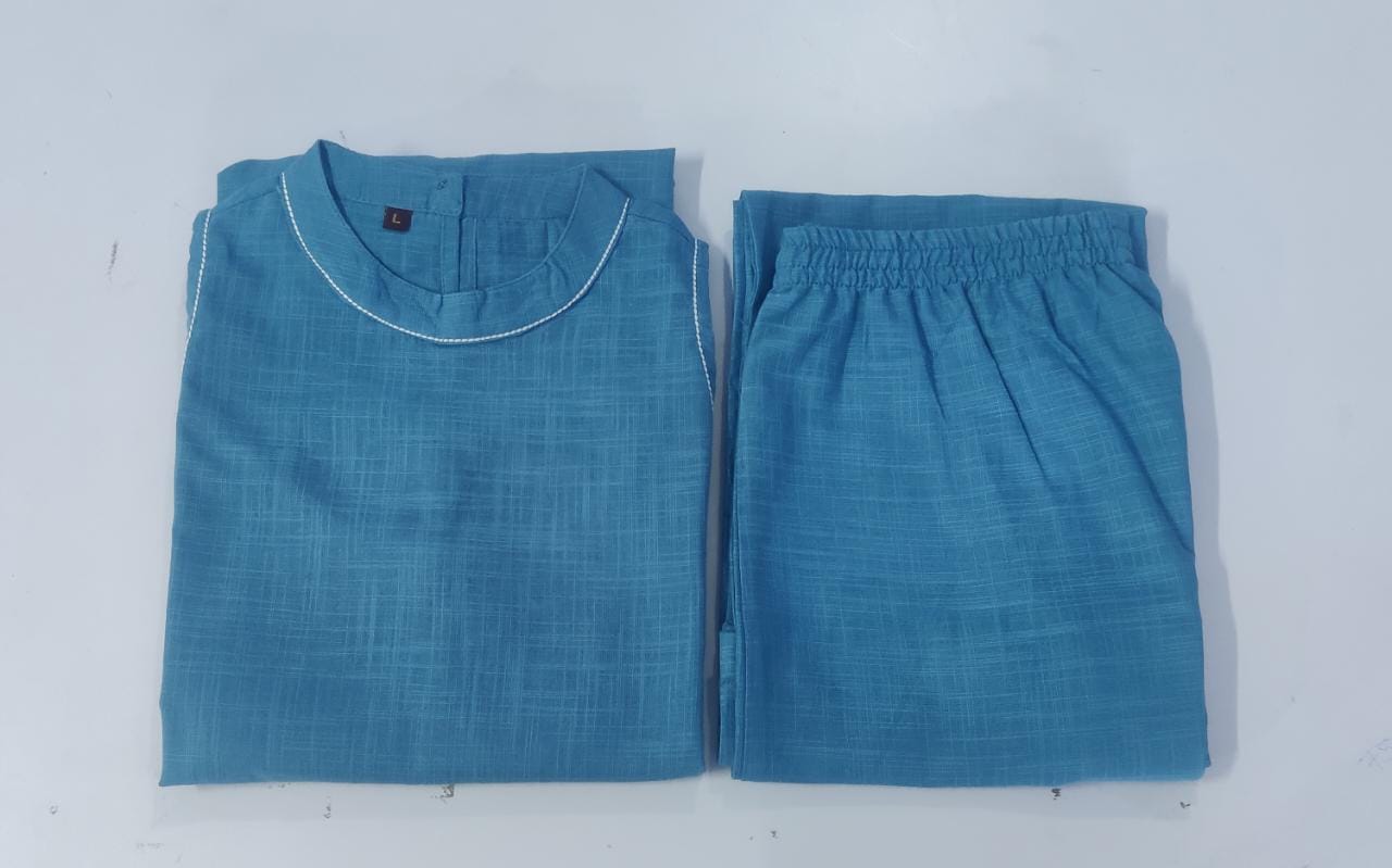 Sleeveless Cotton Work Kurti with Palazzo Set