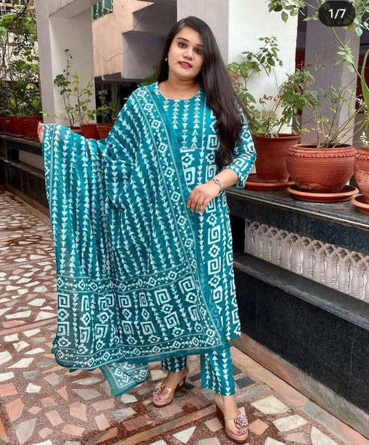 Cotton 60*60 Kurta Set with Sequence Work