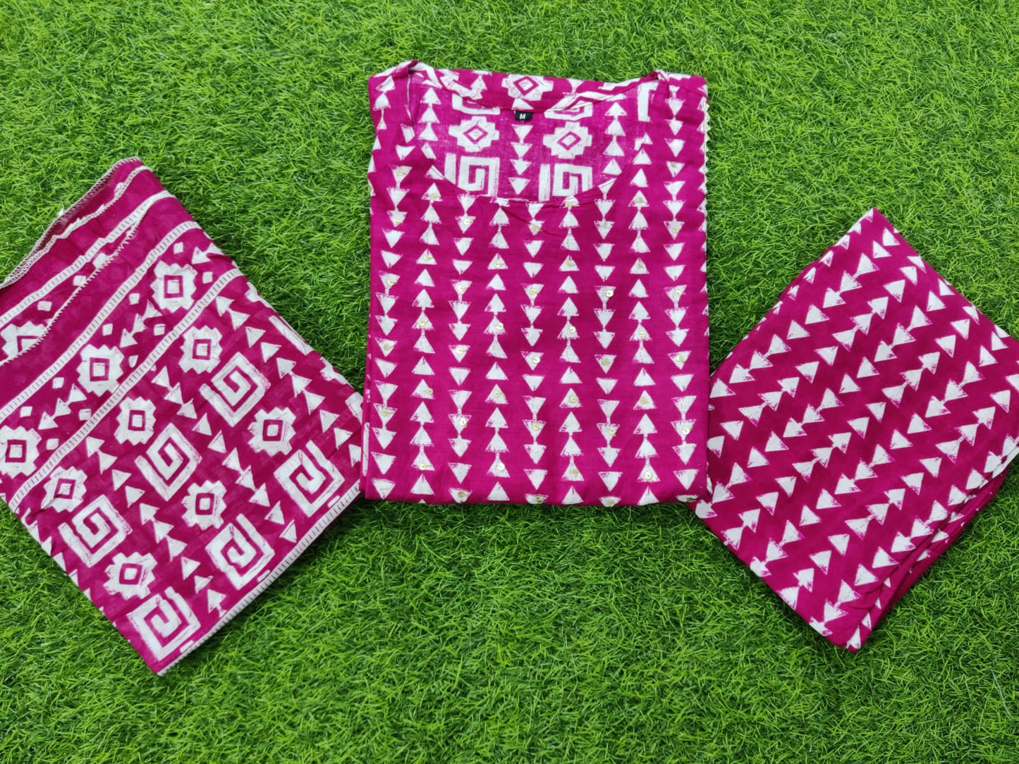 Cotton 60*60 Kurta Set with Sequence Work