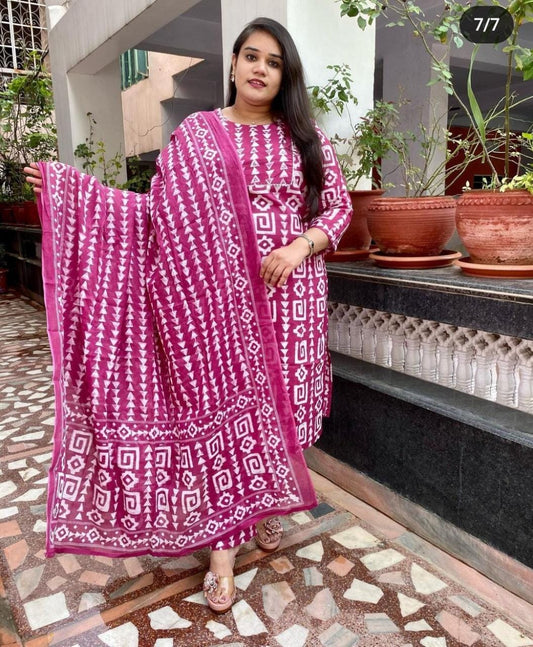 Cotton 60*60 Kurta Set with Sequence Work