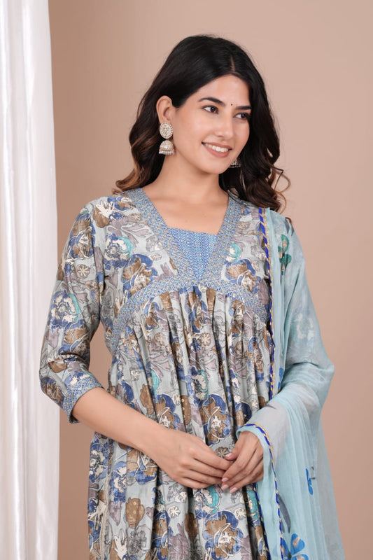 Muslin Aaliya Style Dress with Nayraa Cut and Sequin Work