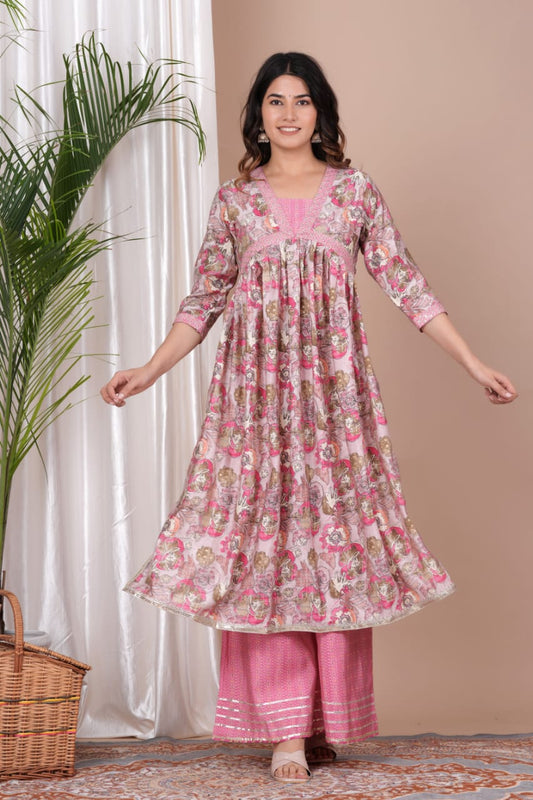 Muslin Aaliya Style Dress with Nayraa Cut and Sequin Work