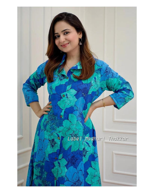 Blue Cotton Co-ord Set