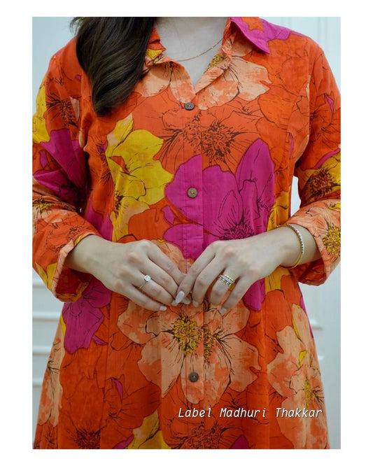 Orange Cotton Co-ord Set