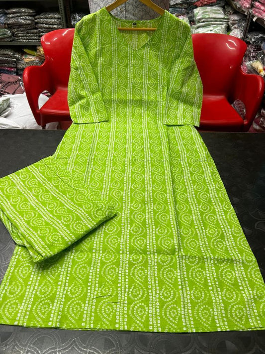 Bandhani Printed Cotton Kurta with Pant Set