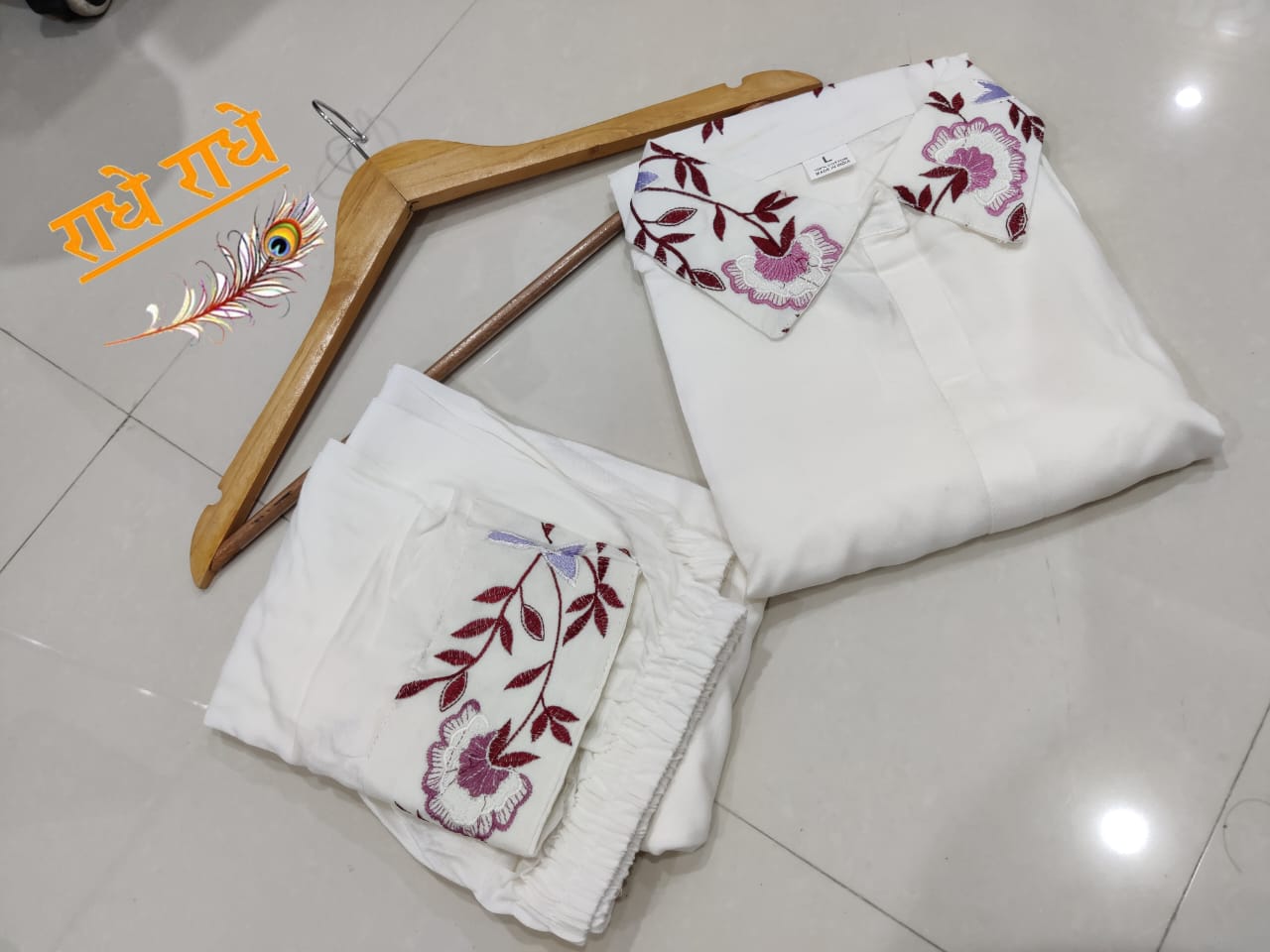 Rayon Embroidered Co-ord Set with Full Sleeves