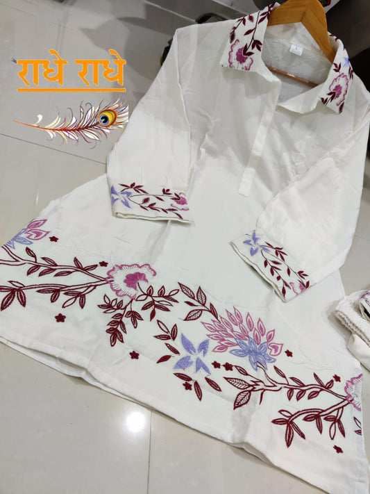 Rayon Embroidered Co-ord Set with Full Sleeves