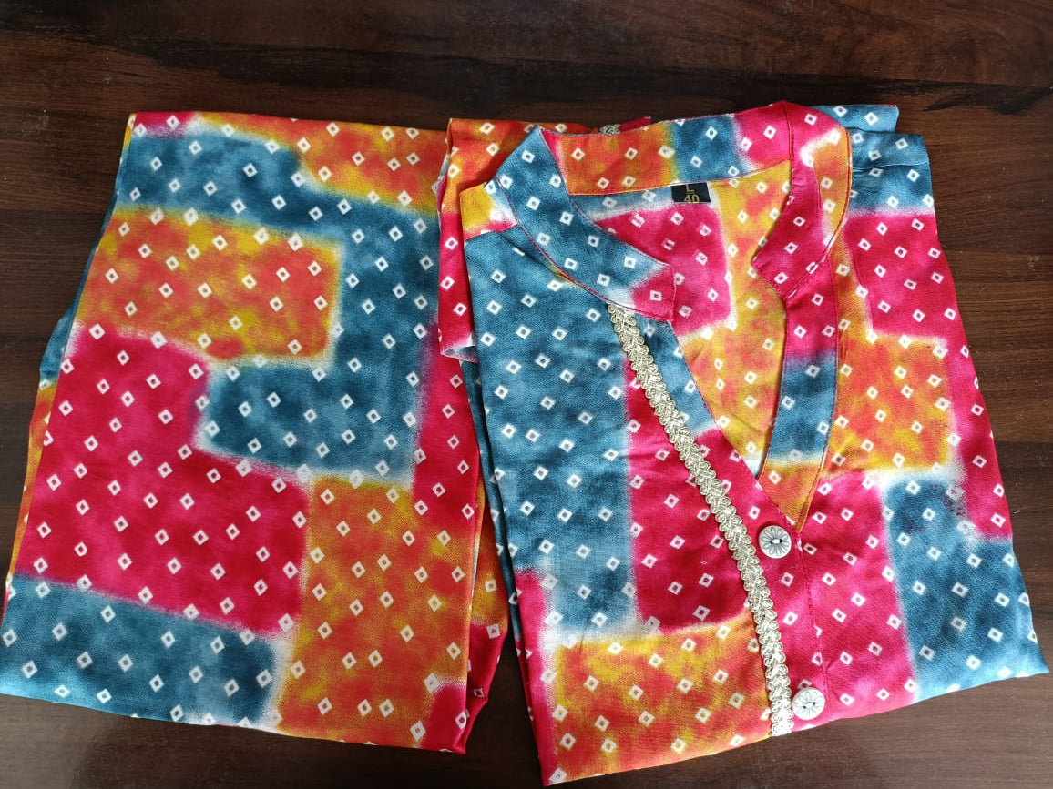 Multi-Color Cord Set with Rayon 140 Fabric and Lacework