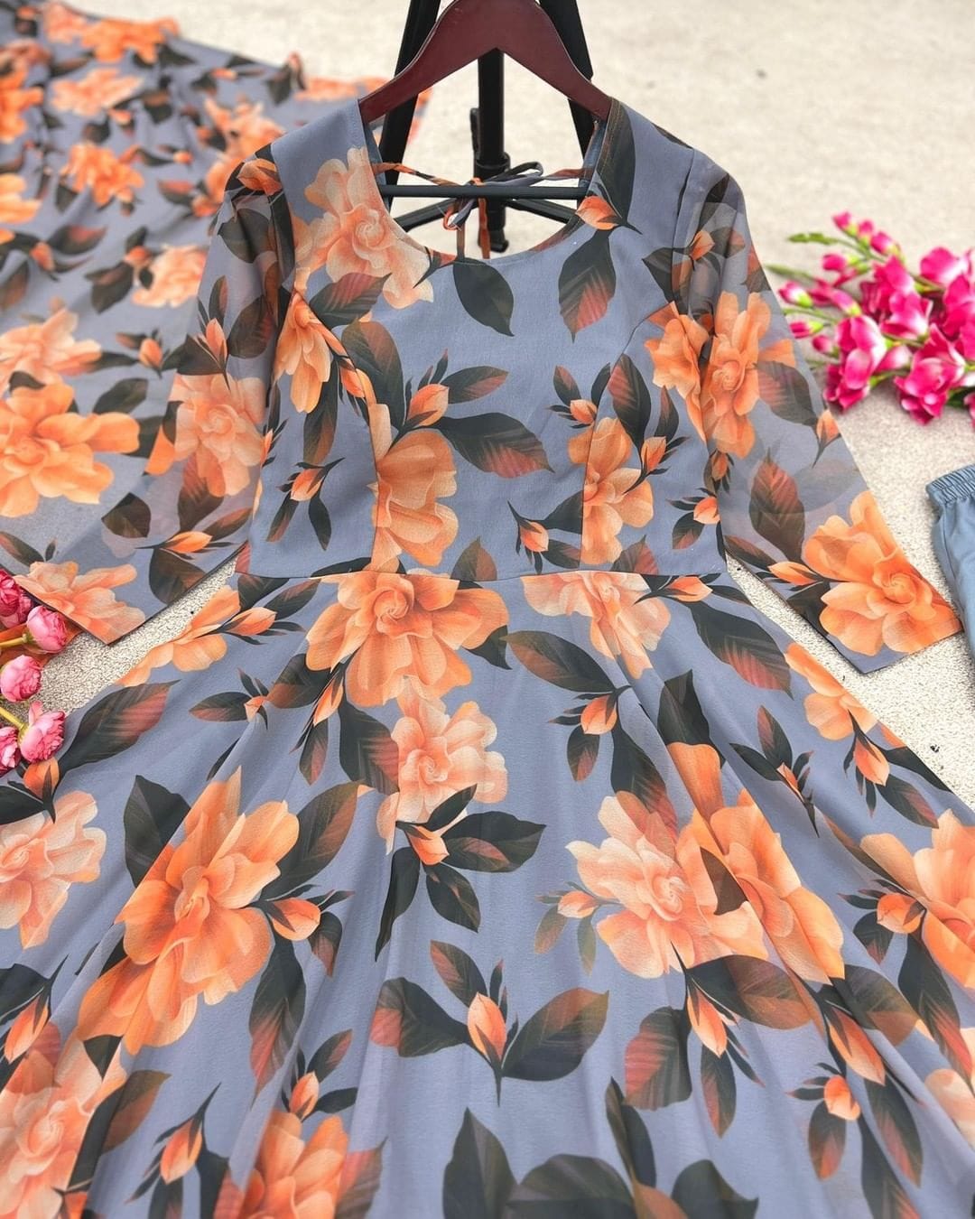 Fox Georgette Anarkali Gown with Digital Print