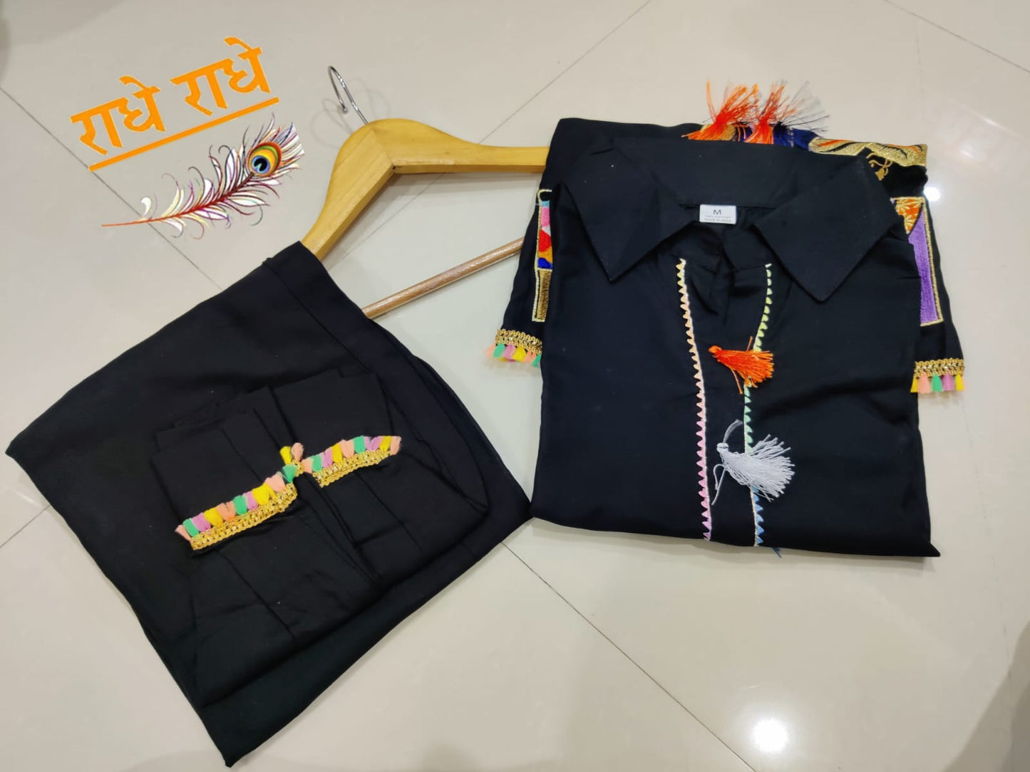 Rayon Embroidery Co-ord Set with Afghani Pant and Kurti