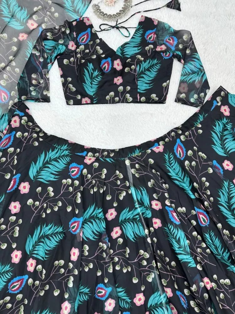 Tabby Silk Organza Lehenga Set with Digital Print