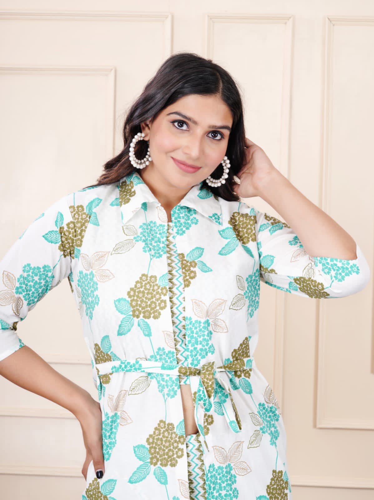 Cotton 60*60 Co-ord Set with Jacket - 3-Piece Set