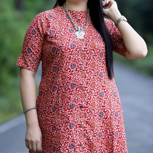 Cotton A-line Kurta Set with Palazzo, Dual Side Pockets