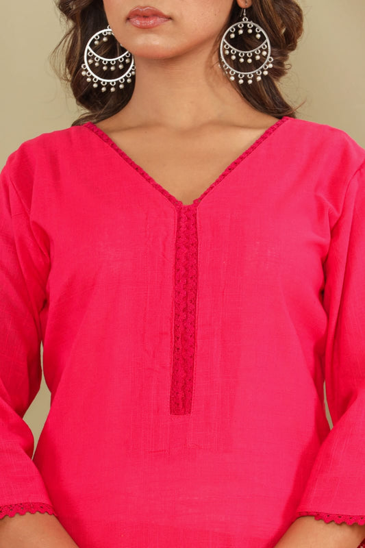 Monochrome Cotton Slub Kurta Pant Set