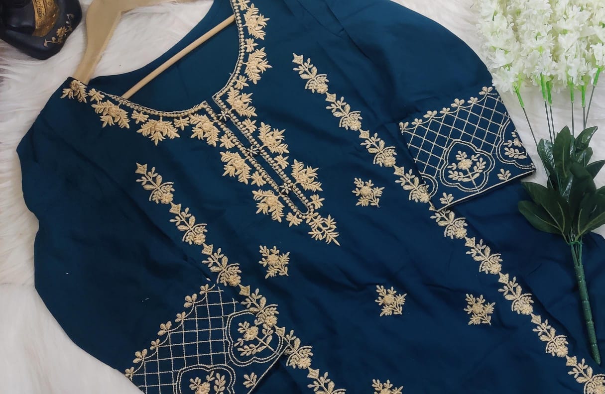 Embroidered Kurta Set with Cotton Mul Dupatta
