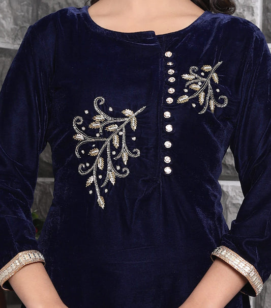 Velvet Co-ord Set with Adda Work