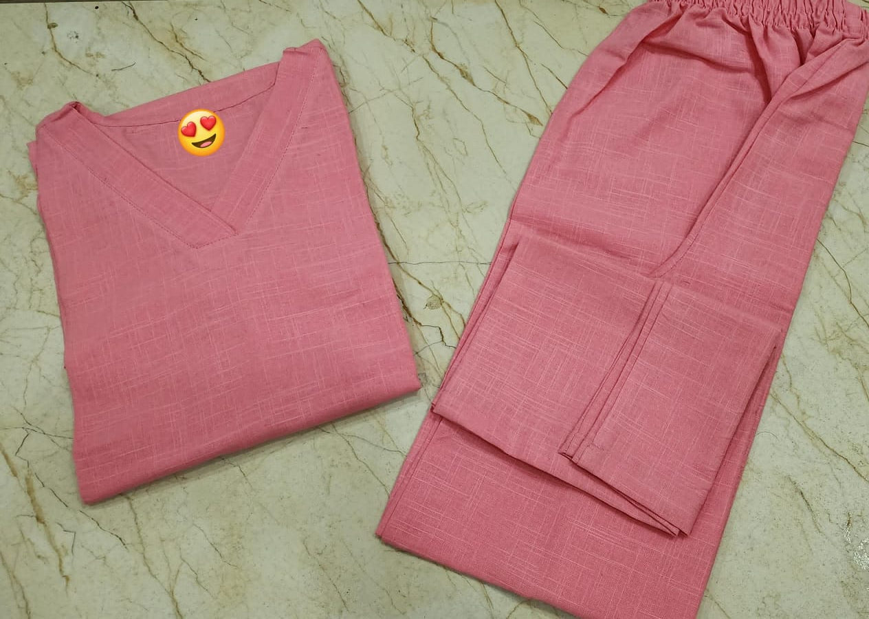 Monochrome Cotton Slub Kurta Pant Set