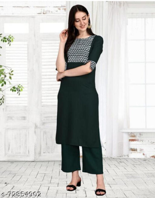 Rayon Printed Kurti with Pant Set