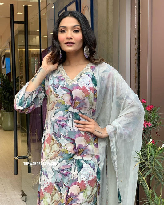 Muslin Suit with Digital Print Dupatta