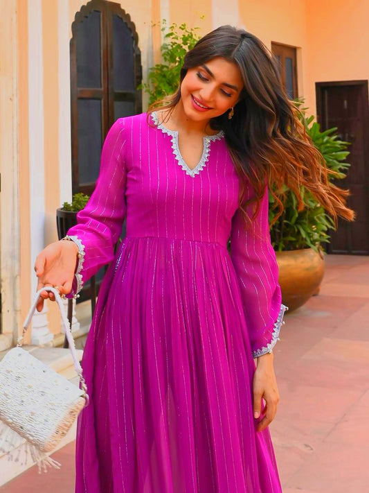 Rani Cotton Lurex Kurti Pant Set with Nayra Cut and Sleeve Work