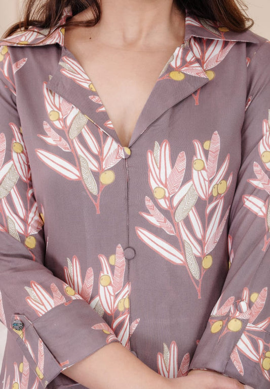 Digital Print Rayon Cord Set with Pockets