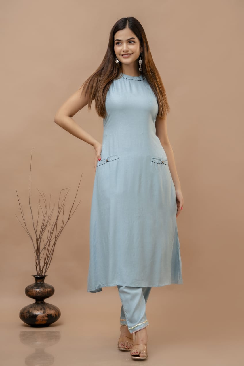 Cotton Dobby Kurti with Palazzo Set