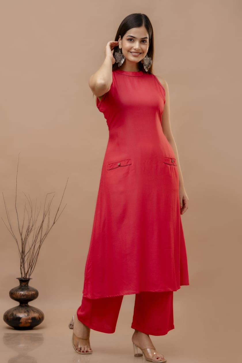 Cotton Dobby Kurti with Palazzo Set