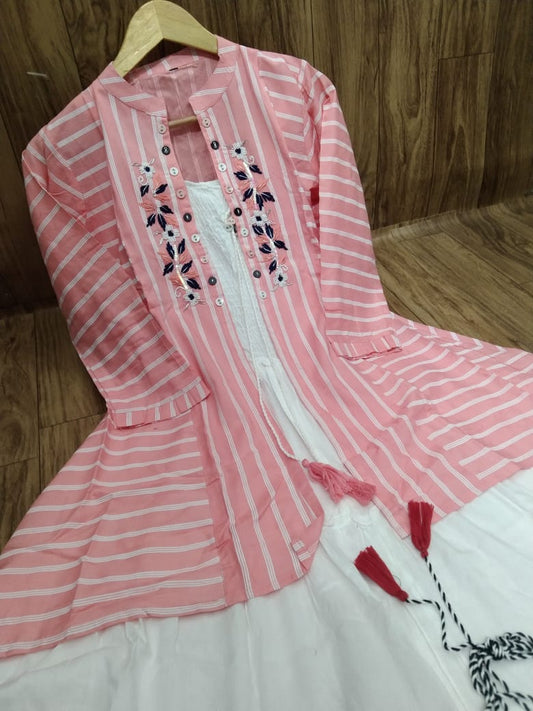 Embroidered Rayon Top with Shrug Set