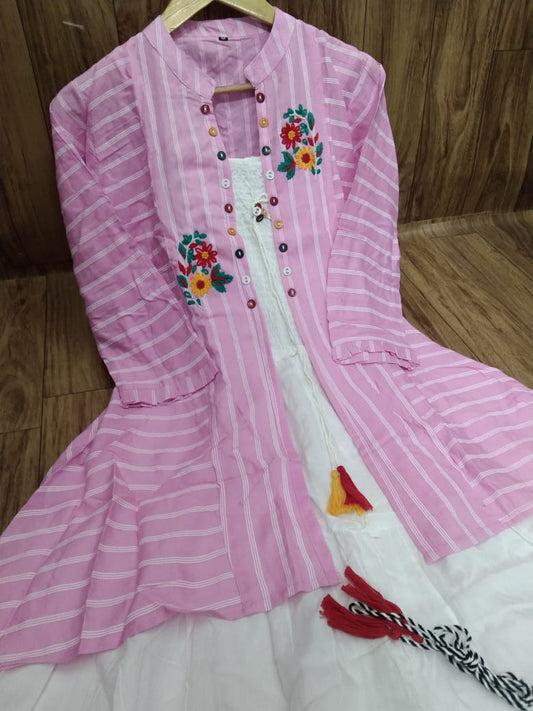 Embroidered Rayon Top with Shrug Set