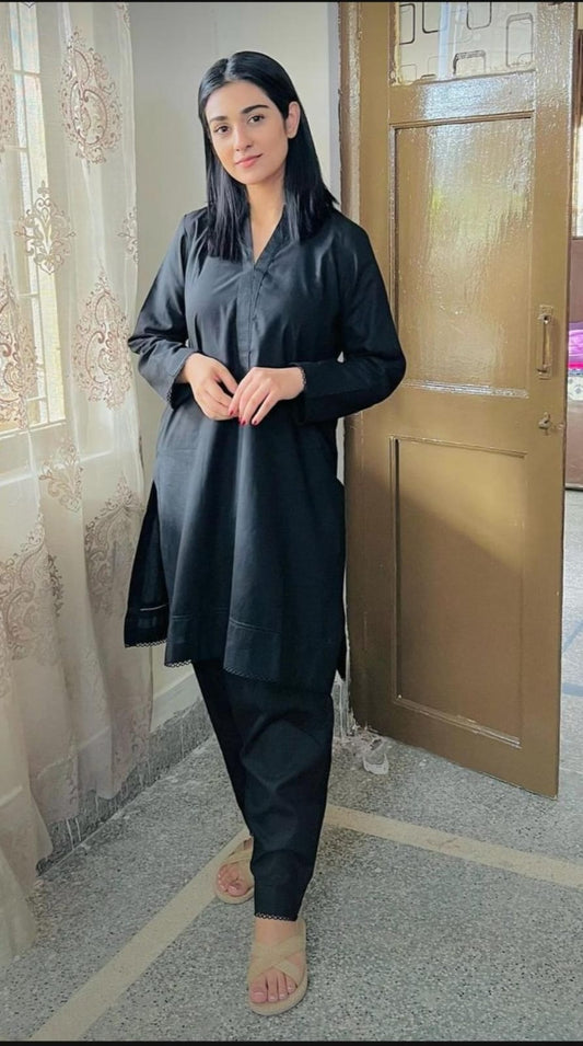 A-Line Kurti with Lace Work and Pant Set