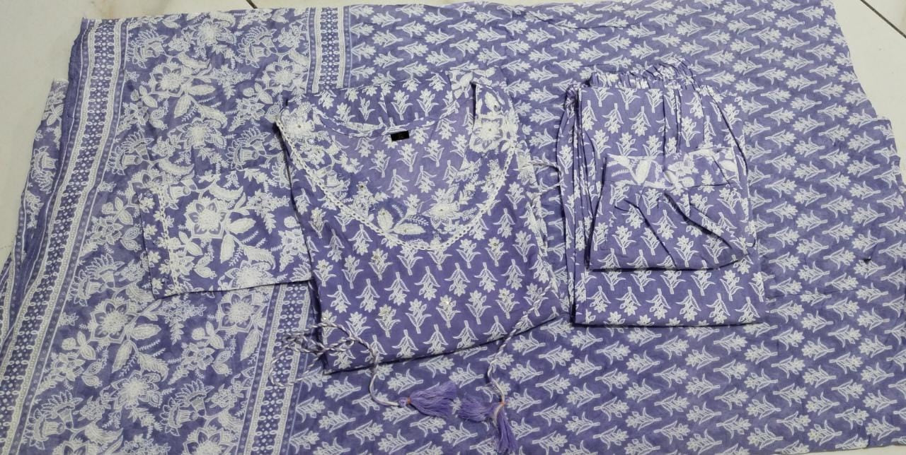 Floral Afghani Suit Set with Side Waist Tassels