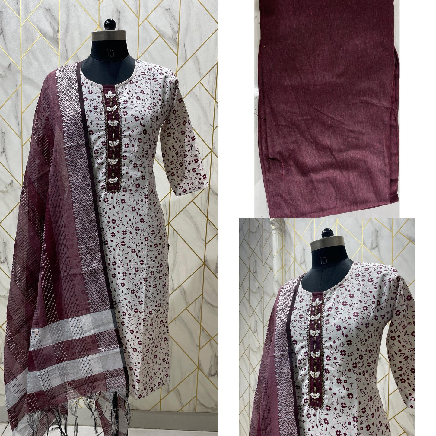 Cotton Kurta Set with Pant and Dupatta