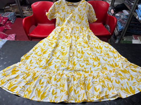 Sweet Summer Dreams: Cotton Midi Dress with Flirty Hand Ruffles