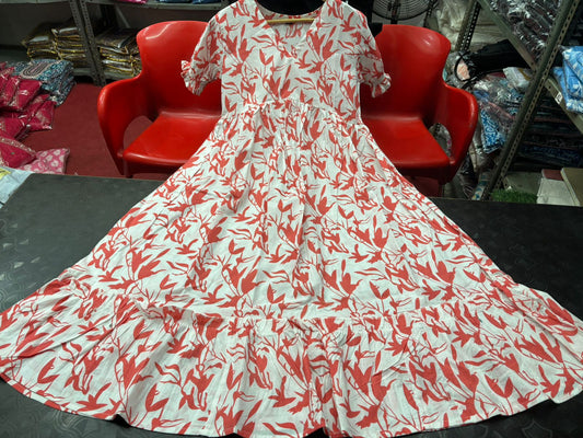 Sweet Summer Dreams: Cotton Midi Dress with Flirty Hand Ruffles