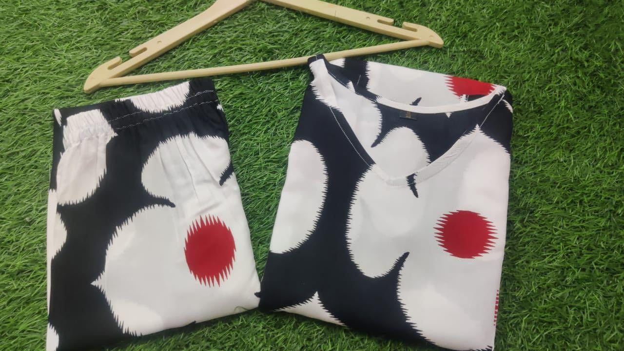 Elegant Jaipuri Floral Co-ord Set - Rayon Kurti with Pant