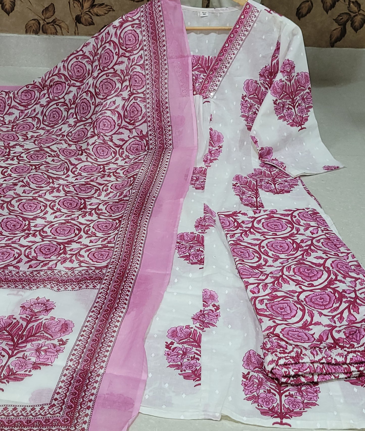 Printed Cotton Kurta Three-Piece Suit Set