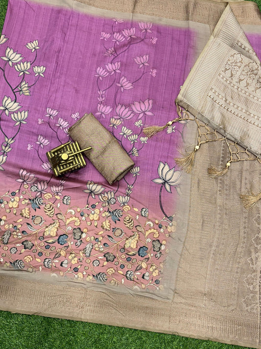 Bombay Satin Jacquard Saree with Digital 3D Print