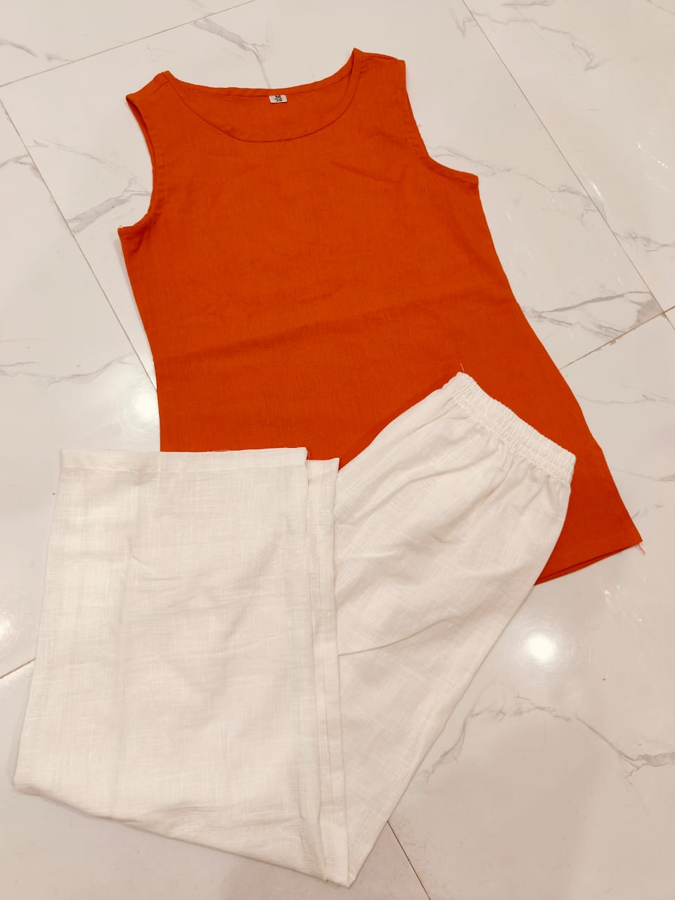 Cotton Flex Top with Cotton Slub Palazzo Pant (2 Pockets)