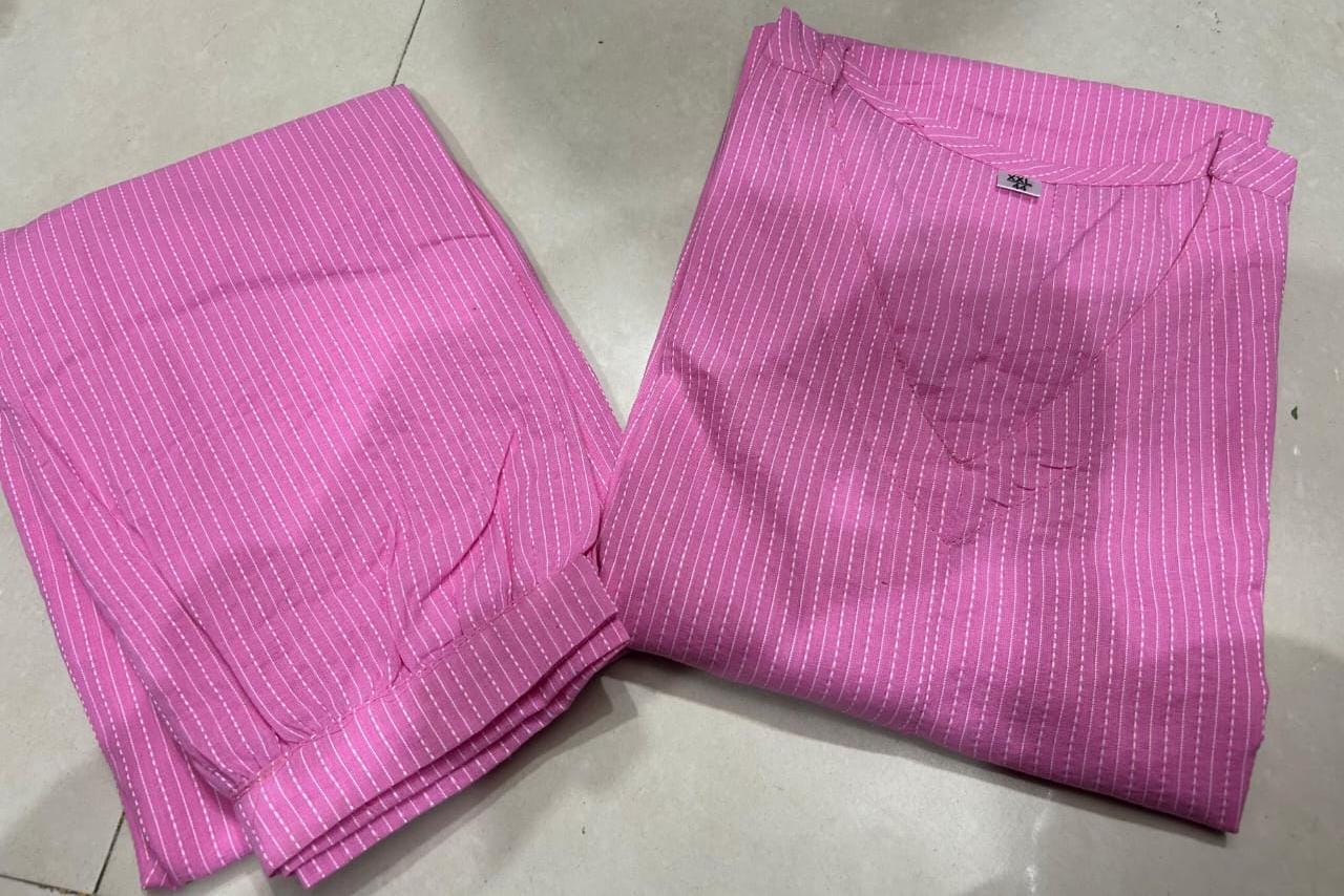 Katha Cotton Kurti with Side Pocket and Afghan Pant Set