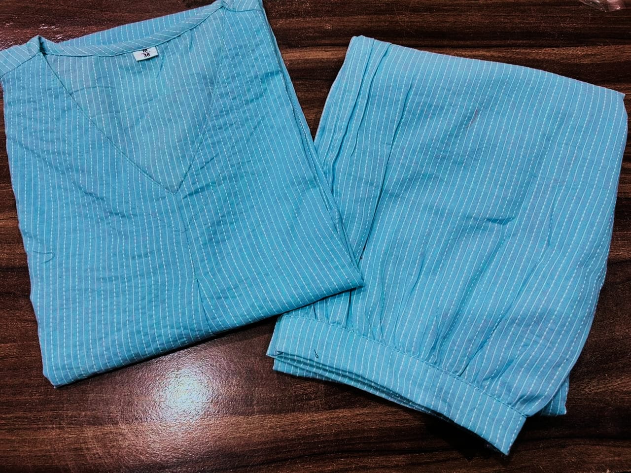 Katha Cotton Kurti with Side Pocket and Afghan Pant Set