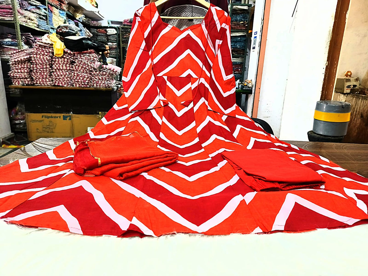 Cotton Leheriya 3 Piece Suit with Dori (Full Sleeves)