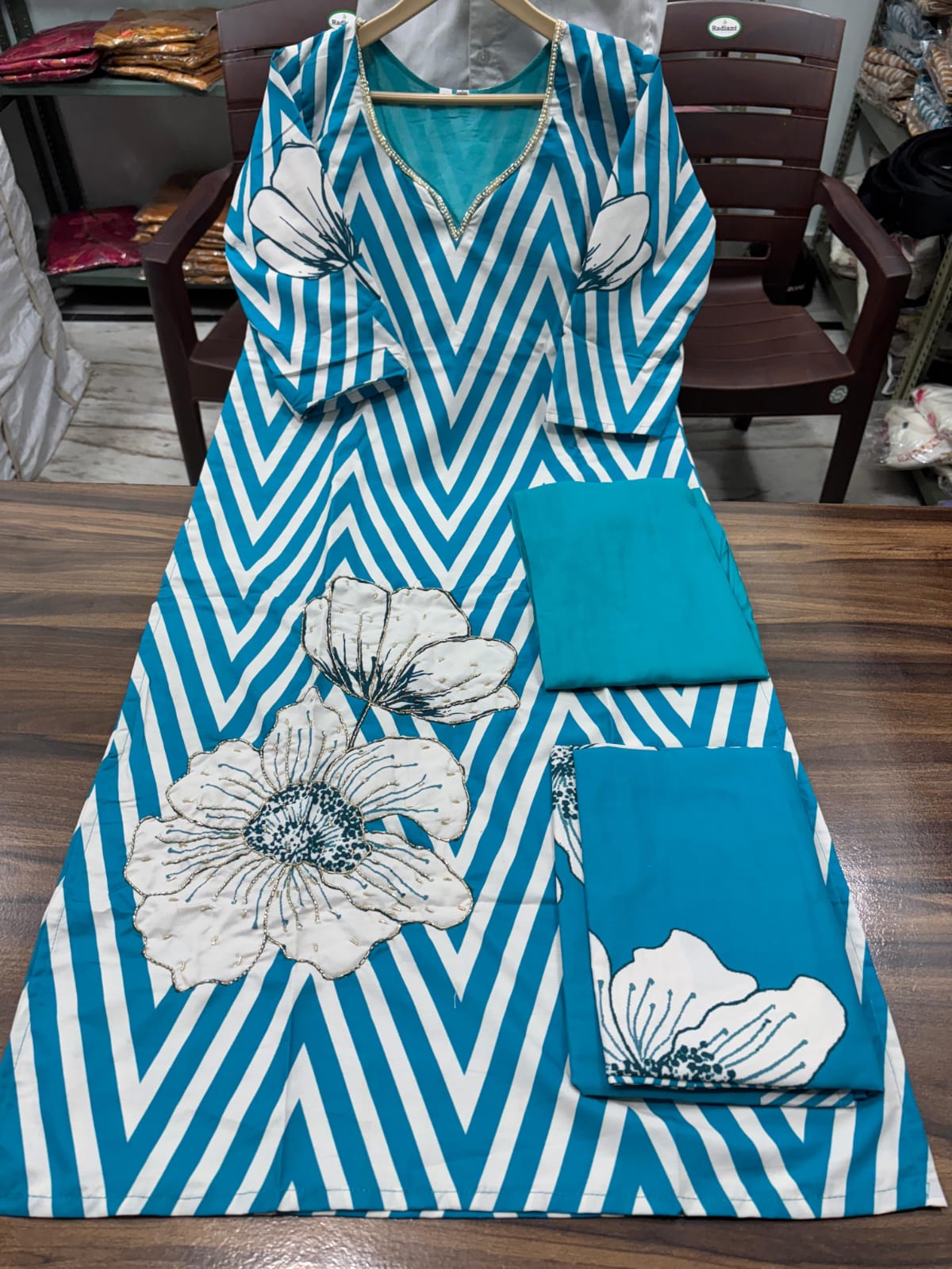 Muslin Silk Suit Set with Dupatta | Embroidered 3-Piece Set with Cotton Lining