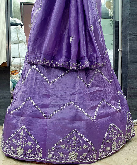 Gold Crush Lehenga with Dupatta - Katdana Work | Stitched with Lining Aster | Length & Waist up to 44