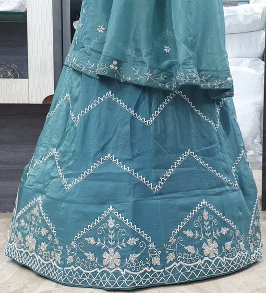 Gold Crush Lehenga with Dupatta - Katdana Work | Stitched with Lining Aster | Length & Waist up to 44