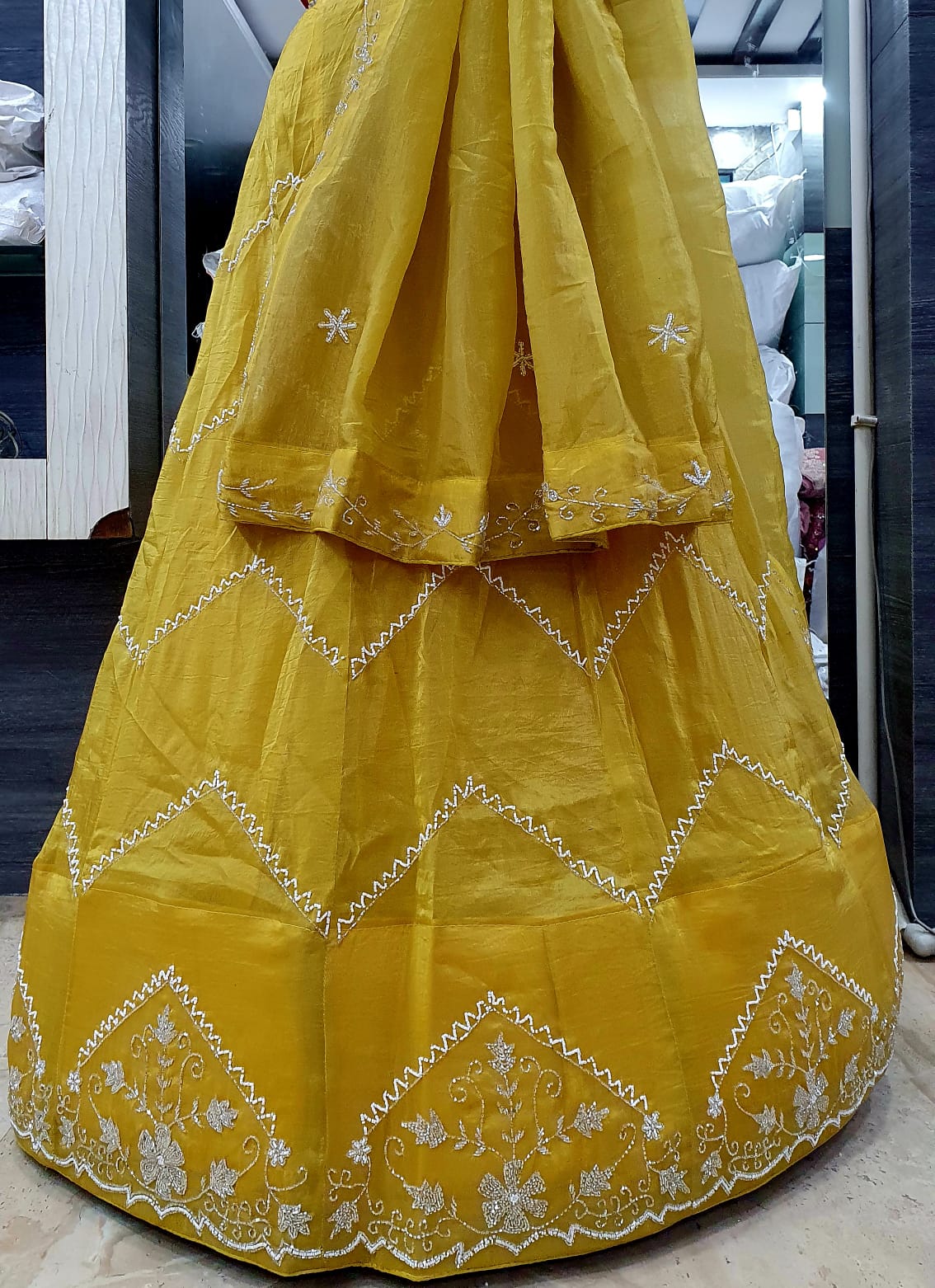 Gold Crush Lehenga with Dupatta - Katdana Work | Stitched with Lining Aster | Length & Waist up to 44