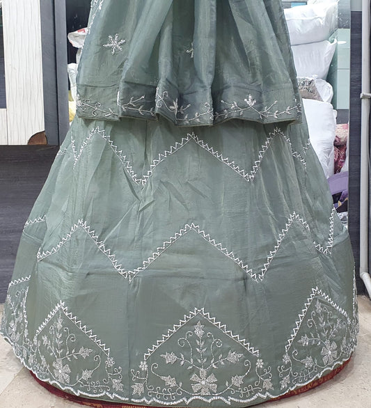 Gold Crush Lehenga with Dupatta - Katdana Work | Stitched with Lining Aster | Length & Waist up to 44