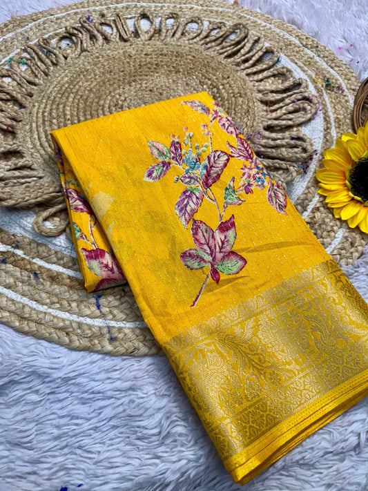 Candy Cotton Silk Saree with Jacquard Border & Running Blouse